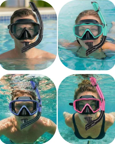 Vista 9 de Equipo de esnórquel para adultos, jóvenes y niños, juego de máscara de esnórquel, máscara de buceo, gafas de natación, máscara de buceo, a prueba