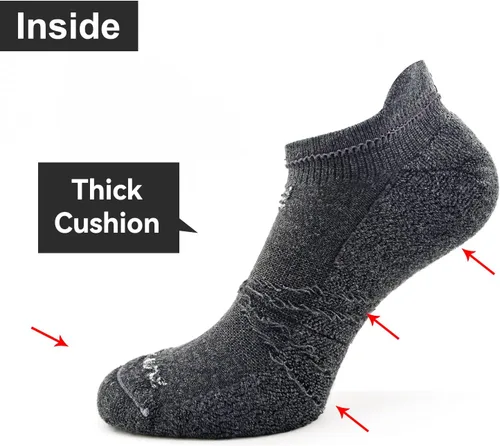 Vista 4 de Socks Daze Paquete de 36 calcetines deportivos de lana merina para hombre y mujer, para correr al tobillo, suaves, gruesos, acolchados