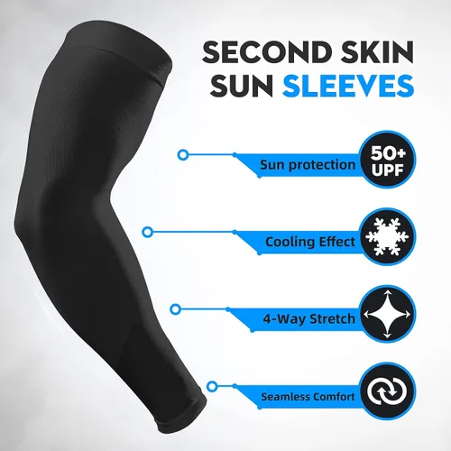 Vista 2 de GOUNOD Arm Sleeves for Men and Women,Black White Compression Sleeve to Cover Full Arms