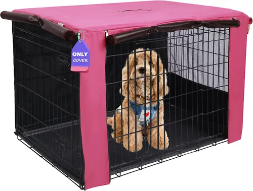 Vista 22 de HiCaptain Funda para Jaula de Perro 24.0" L x 18.0" A x 20.0" Al con Malla Transpirable, Funda para Perrera Duradera Heavy Duty, Paneles con Doble