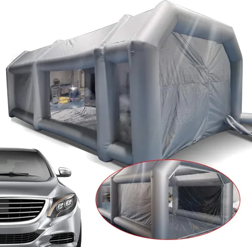 Vista 3 de Tienda de campaña portátil para automóvil, tienda inflable de cabina de pintura en aerosol, estación de trabajo móvil para automóvil, filtro lavable