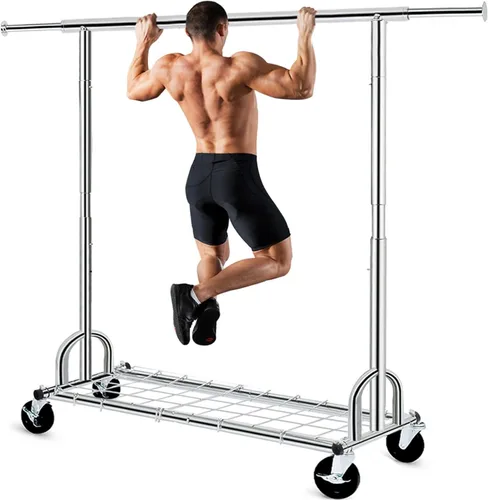 Vista 10 de HOKEEPER Perchero de Ropa Plegable Perchero de Ropa Plegable Capacidad 525 LBS Percheros de Ropa con Ruedas Resistente Perchero Rodante para Colgar