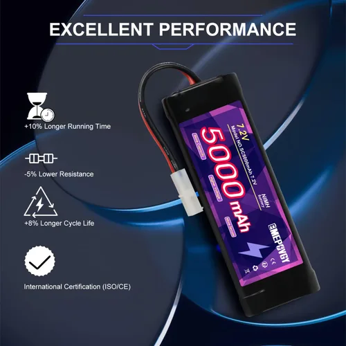 Vista 4 de 7.2V RC NiMH Batería 5000mAh Capacidad Recargable 6-Cell Flat Battery Pack (TMY Plug)
