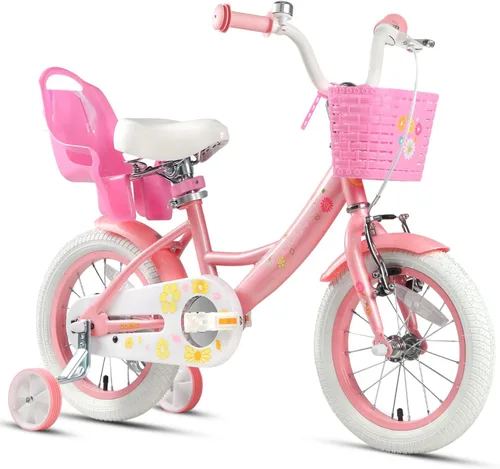 Vista 23 de Glerc Maggie Girls Bike, 12-20 Inch Kids Bike for 2-13 Years Old Children, Princess Style Kids Bicycle with Doll-Seat & Basket & Training Wheels
