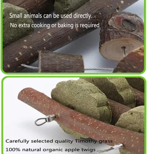 Vista 4 de Juguetes masticables de conejo para dientes, palitos de madera de fruta orgánica para conejos, conejos, chinchilla, conejillos de indias, hámsters