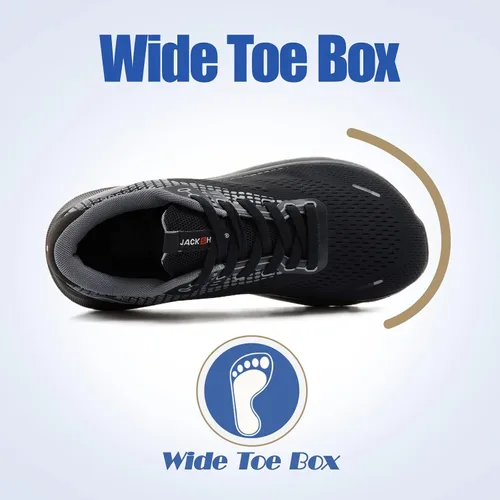 Vista 2 de JACKSHIBO Puntera ancha para hombres y mujeres, zapatos deportivos para correr en carretera, ligeros, transpirables, neutros, acolchados