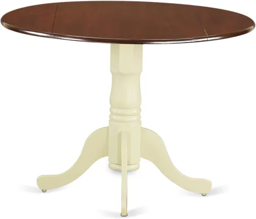 Vista 7 de East West Furniture DLT-BLK-T mesa de comedor redonda - con tapa redonda y 2 hojas desplegables y pata de pedestal, 42x29.5 pulgadas, acabado negro