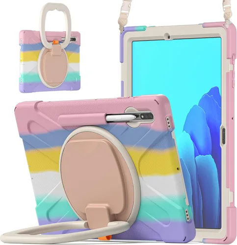 Vista 19 de 360 Rotation Case for Galaxy Tab ActivePro/Tab Active4 Pro/Active 5 Pro 10.1" Sturdy Cover Rotate Ring Stand Shoulder Carrying Strap Hand Strap