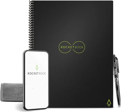 Vista 23 de Rocketbook Core - Cuaderno de espiral reutilizable, tamaño ejecutivo de 6 x 8.8 pulgadas, color negro, páginas punteadas, conectadas a