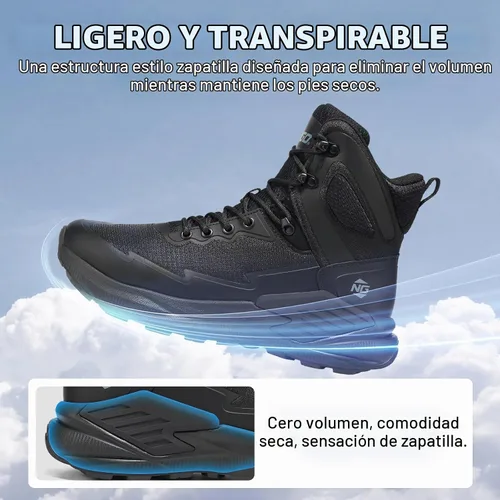 Vista 5 de NINGO Men's Military Tactical Waterproof Boots, Non Slip Work Boots for Men Negro