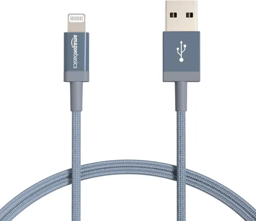 Vista 17 de Amazon Basics - Cable cargador USB trenzado de nailon - Cargador para iPhone con certificación MFi Gris-oscuro