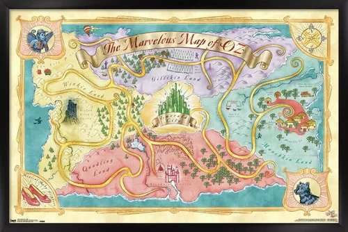 Vista 8 de The Wizard Of Oz - Póster de pared de mapa, 22.4 pulgadas de largo x 14.7 pulgadas de ancho, versión enmarcada de madera de granero