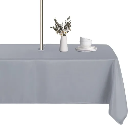 Vista 12 de LUSHVIDA Mantel cuadrado para exteriores con agujero para sombrilla y cremallera, 54 x 54 pulgadas, color negro, lavable, impermeable, a prueba