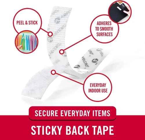 Vista 2 de VELCRO Brand - Sujetadores Sticky Back cinta adhesiva de 34 de pulgadas ideal para el hogar