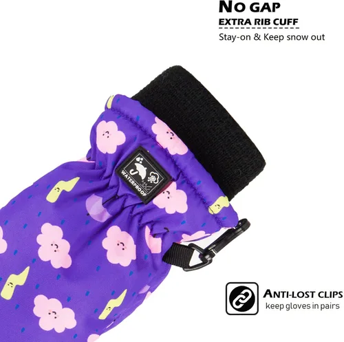 Vista 4 de HIGHCAMP Toddler First Pair of Winter Snow Mittens Waterproof Rookie Ski Snowboard Gloves for Small Kids Baby Boy Girl