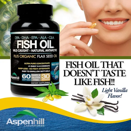 Vista 2 de Aceite de pescado antártico capturado salvaje Omega 3 con semilla de lino orgánico Omega Ultra Blend DPA-EPA-DHA-GLA-ALA
