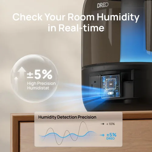 Vista 4 de DREO Humidificadores para dormitorio, 3L de llenado superior 30H y 26dB Tiempo de funcionamiento silencioso para habitaciones grandes, humidificador