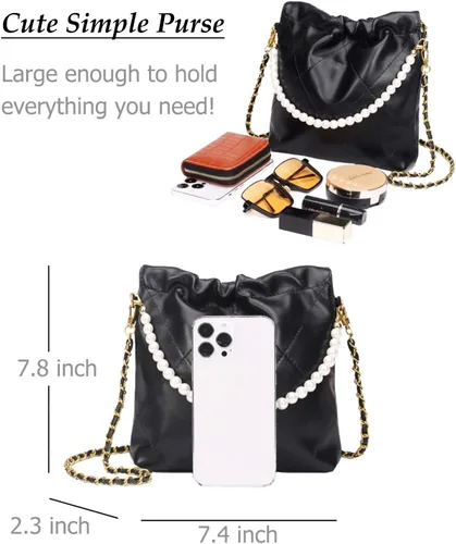 Vista 5 de Bolso tote acolchado para mujer, bolso de hombro de lujo estilo hobo cruzado, bolso de mano con cadena de diseño, bolso de trabajo de cuero, grande