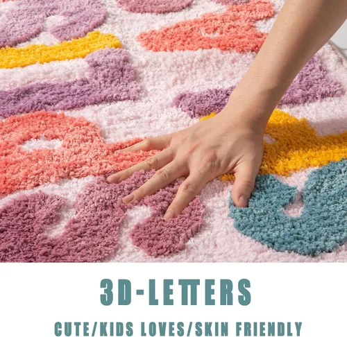 Vista 3 de Divertidas alfombras de baño bonitas antideslizantes para niños, modernas alfombrillas de microfibra absorbentes