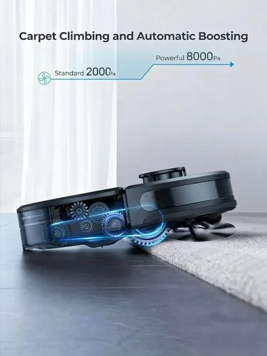Vista 6 de Robot aspirador y trapeador, 5000 Pa - Robot aspirador autovaciante, aspiradora robótica de navegación Lidar con mapeo inteligente, 180 minutos