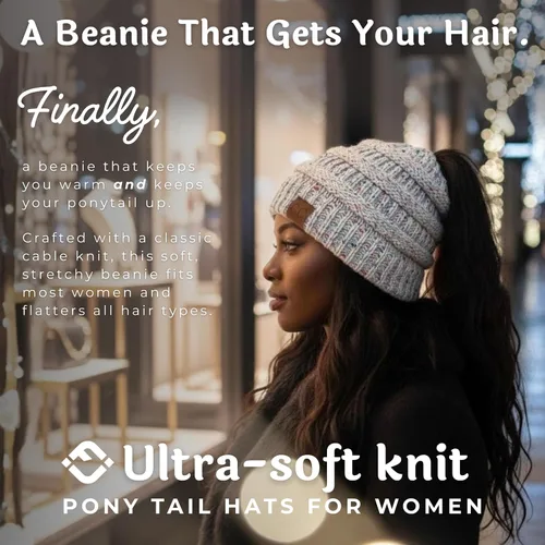 Vista 26 de Funky Junque - Gorro para mujer con ranura para cola de caballo
