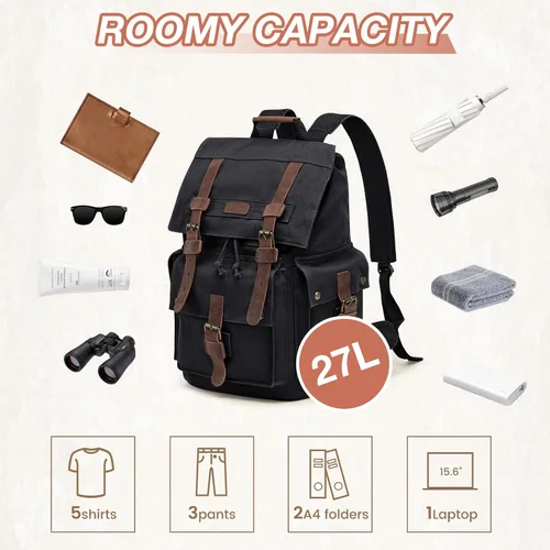 Vista 4 de Mochila Kattee de lona para hombre