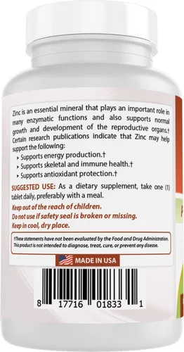 Vista 7 de Best Naturals Suplementos de zinc de 50 mg (como picolinato de zinc) – Vitaminas para adultos Apoyo inmunológico – 120 tabletas