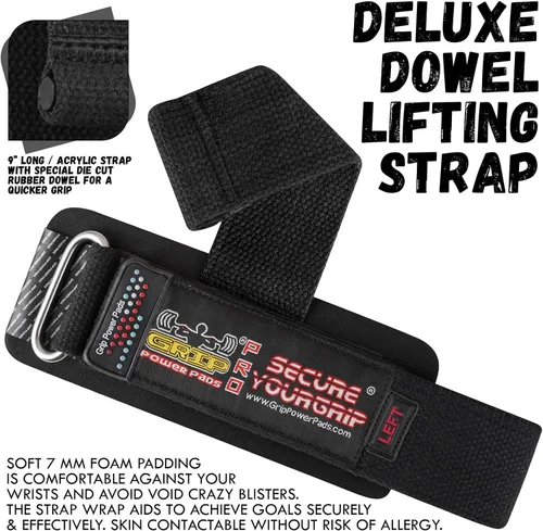 Vista 3 de Gym Lifting Dowel Straps Neoprene Padded Wrist Wraps for Weight Training, Bodybuilding & Fitness
