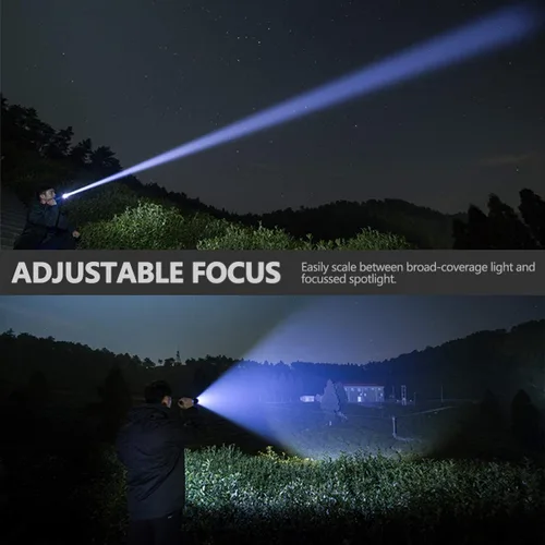 Vista 5 de Pocketman Linterna táctica LED recargable de 2700 lúmenes, portátil y zoomable, resistente al agua IPX5, resistente al agua, con 5 modos, cable USB