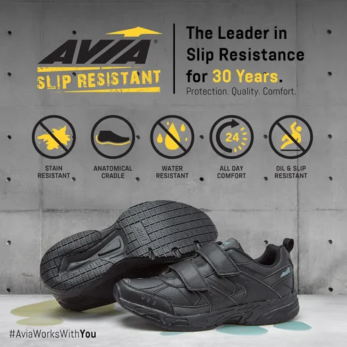 Vista 6 de Avia Avi-Union II - Zapatos antideslizantes con correa para mujer cómodos zapatos de seguridad para el trabajo enfermería restaurantes y caminar
