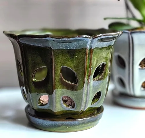 Vista 5 de Macetas para orquídeas con agujeros de 6 pulgadas (verde musgo)