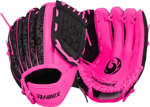 Vista 5 de PHINIX Guantes de béisbol para jugar y entrenar de 8.5 a 9 pulgadas Verde sin bola