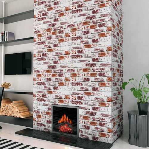 Vista 6 de VaryPaper Papel tapiz rústico pintado de ladrillo rojo para despegar y pegar, papel de contacto de ladrillo de 17.7 x 78.7 pulgadas, papel tapiz