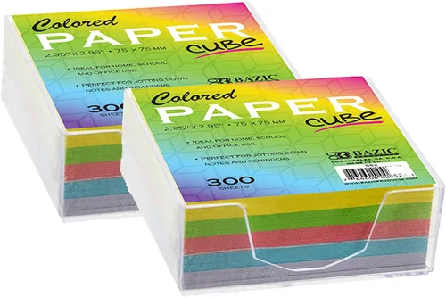 Vista 8 de BAZIC Products Cubo de papel de color de 300 unidades con bandeja, para escuela, oficina, hogar