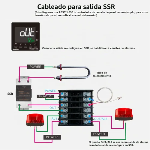 Vista 7 de Controlador de Temperatura PID, Coiliiot Voltaje AC100-240V, Pantalla LCD, Salida Dual de Relé y SSR, Salida Dual de Alarma, Termostato PID