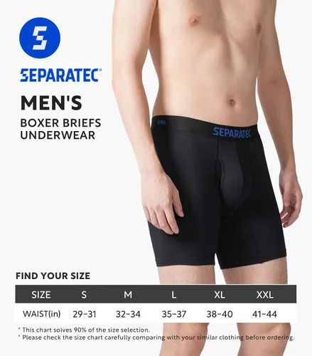 Vista 6 de Separatec Ropa interior para hombre con bolsa de bola, cómoda, fresca y fresca, de rayón de bambú, para hombre, estampado elegante, paquete de 3