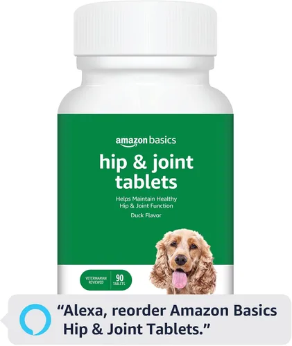Vista 6 de Amazon Basics Tabletas masticables diarias para cadera y articulaciones para perros, con glucosamina, MSM y condroitina, sabor a pato, 90