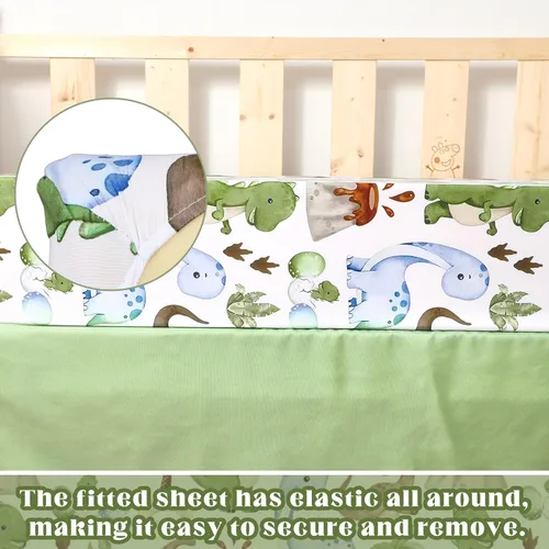 Vista 7 de Hahafelt - Juego de ropa de cama para cuna de bebé, 3 piezas Verde