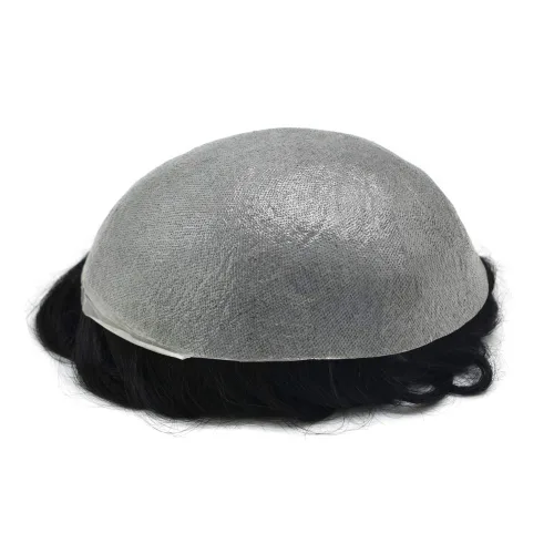 Vista 5 de Toupee para hombres Remy cabello humano invisible, línea capilar para hombres, postizo, piel ultra fina, 0.002 in, tupé para hombres, sistema