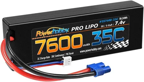 Vista 5 de Powerhobby 2s 7.4v 7600mah 35c Lipo batería con enchufe EC3 2 celdas (paquete de 2)
