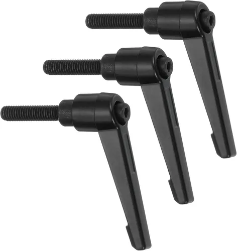 Vista 22 de uxcell 3 perillas ajustables M5 x 0.472 in, rosca macho, botón de trinquete, cierre rápido, perno giratorio para maquinaria de torno, color negro