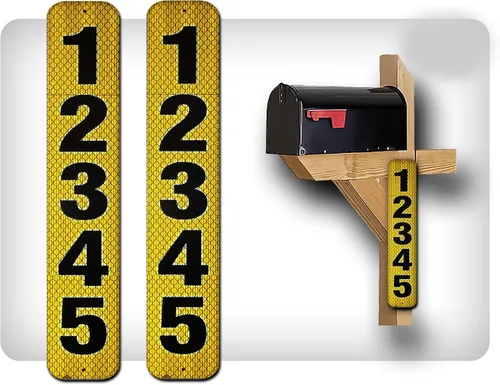 Vista 12 de Curb N Sign - Placas de números para buzón – 3 x 10 pulgadas hechas de aluminio reflectante de alta calidad – Números de buzón súper reflectantes