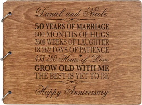 Vista 5 de LifeSong Milestones Libro de invitados personalizado para el 50º aniversario de boda para pareja, 50 años de celebración matrimonial, libro