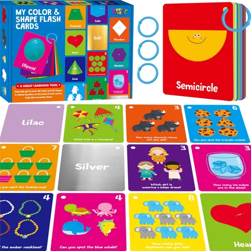 Vista 15 de 110 PCS Tarjetas de Aprendizaje Temprano, Tarjetas de Doble Cara - Alfabeto, Números, Alimentos, Animales, Formas, Colores, Objetos del Hogar con 4