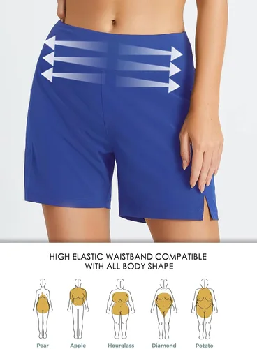 Vista 3 de BALEAF Traje de baño de 5 pulgadas para mujer, de secado rápido, cintura alta, UPF 50+, con forro