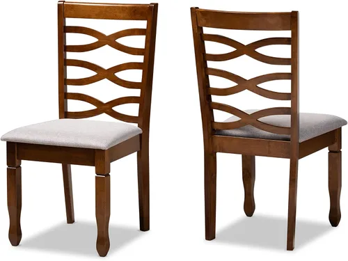 Vista 16 de Baxton Studio Lanier - Juego de sillas de comedor de 2 piezas, tapizadas de tela gris, madera con acabado marrón expreso Gris/Café Espresso