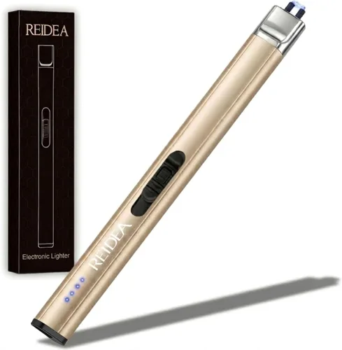 Vista 14 de REIDEA Encendedor eléctrico de regalo para los amantes de las velas, resistente al viento, sin llama, recargable por USB, encendedor retráctil