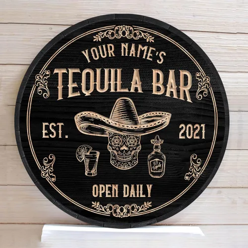 Vista 9 de Placa de pared de madera de bar de tequila mexicano personalizado, letrero de bar de México, letrero rústico para pub para el hogar, decoración
