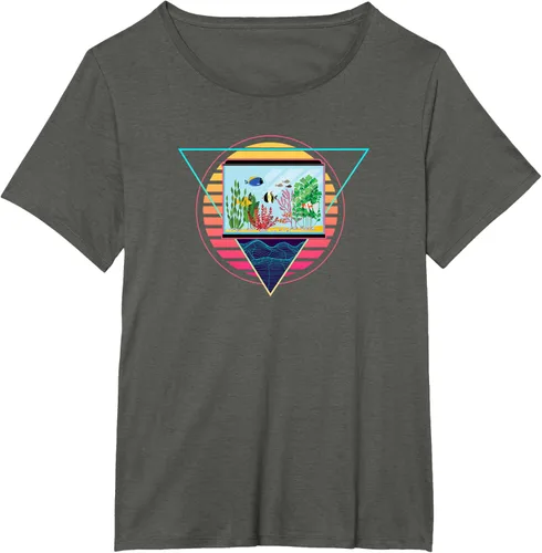 Vista 13 de Futuristic Fish Tank Synthwave Vaporwave Aquarium Aesthetic T-Shirt Negro