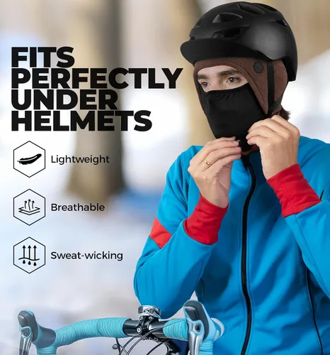 Vista 17 de Tough Headwear Skull Cap with Mask Men, Winter Running Gear, Motorcycle Winter Gear, Helmet Liners, Ski Hat, Thermal Beanie